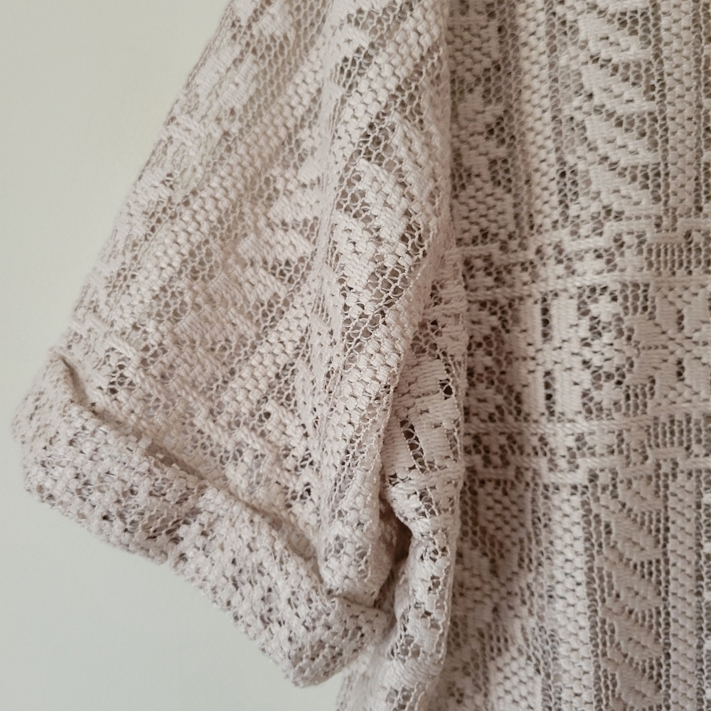ASOS Oversized Lace Neutral Beige Boxy Fit T-Shirt Size S/M - Picture 7 of 9